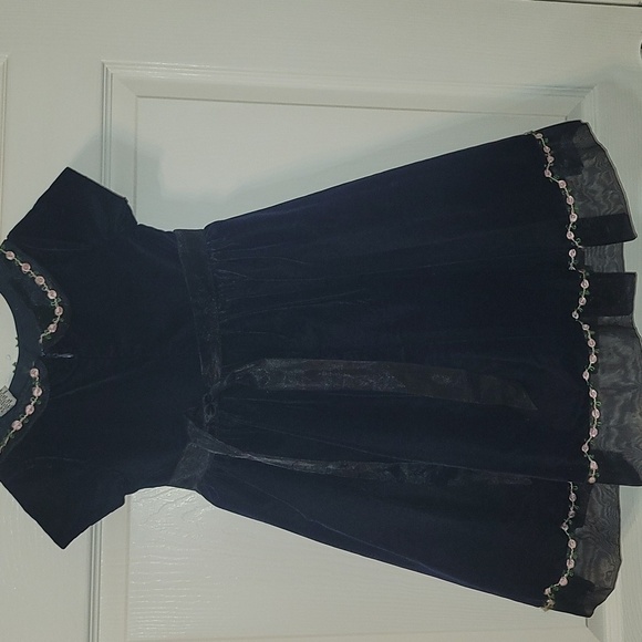 Vintage Blue Velvet Dress - Picture 4 of 4